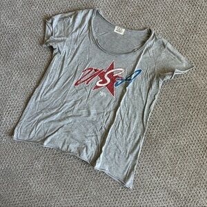 Project Social T USA Graphic Tee – Gray with Red & Blue Print